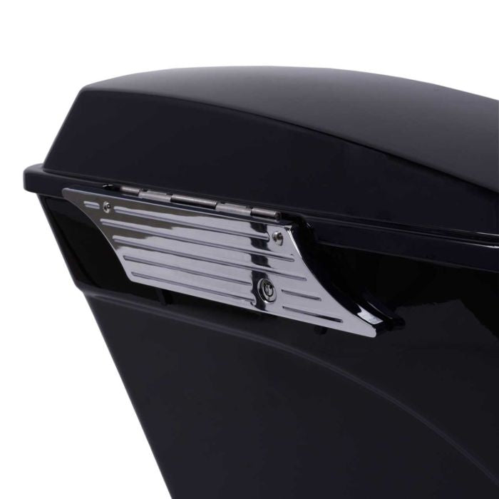 HogWorkz Chrome Straight Edge Latch Covers for Harley® Saddlebags '94-'13 - HW129136