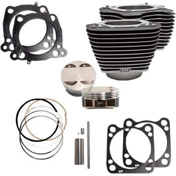 S&S Cycle 128" Big Bore Kit for M-Eight 114"/117" Engines-Wrinkle Black with Highlighted Fins