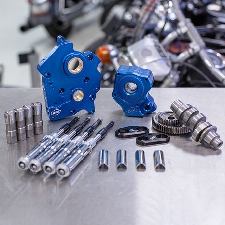 S&S Cycle Gear Drive Camchest Kit w/475G Cam, Fits 17-20 Oil Cooled M8, Chrome Pushrod Tubes