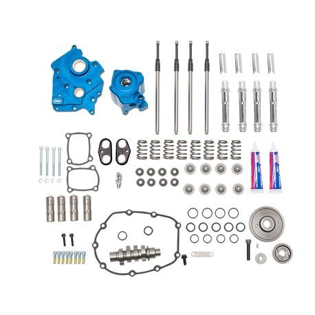 S&S Cycle Gear Drive Camchest Kit w/550 Cam, Fits 17-20 Twin Cooled M8, Chrome Pushrod Tubes