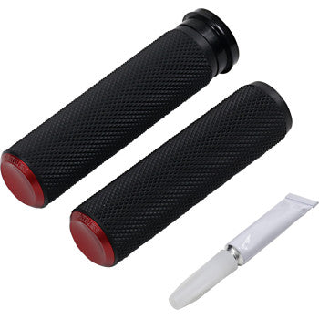 Arlen Ness Fusion Knurled Grips - Throttle By Wire - Red