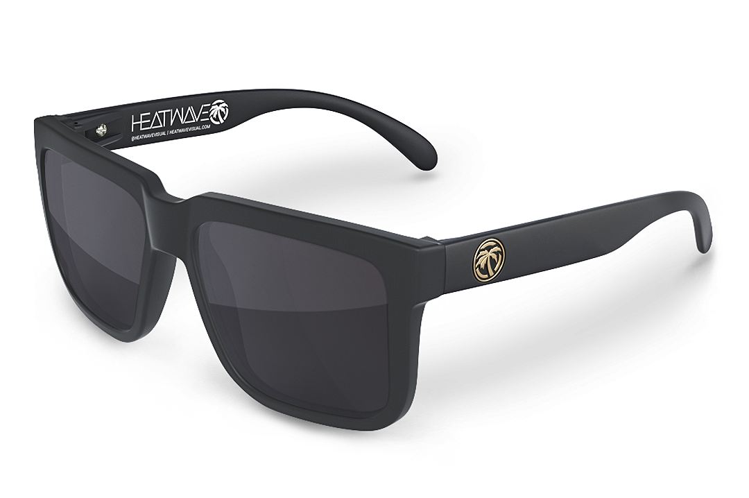 Heatwave Visual Avenue Sunglasses: Black W/Gold Emblem (4758003974221)