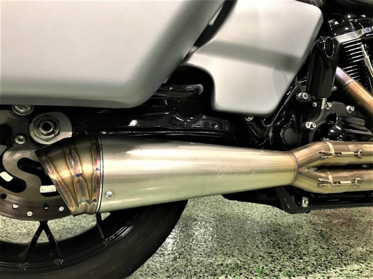 Jackpot RTX Riot 2-into-1 Short Exhaust - Raw Stainless Steel - M8 Touring