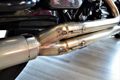 Jackpot RTX 2-into-1 Full Length Exhaust System - Fab Spec Raw Stainless - M8 Touring