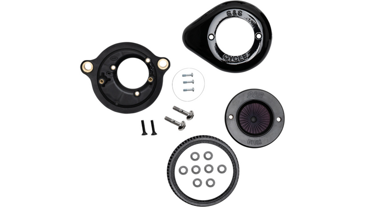 S&S Cycle Air Stinger Stealth Air Cleaner Kit - W/Teardrop Cover - Gloss Black - 17 & Newer M-Eight Models