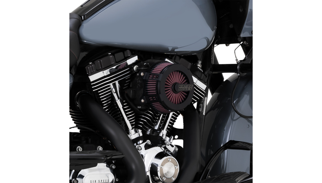 Vance & Hines V02 Cage Fighter Air Cleaner - Wrinkle Black - Throttle By Wire Twin Cam