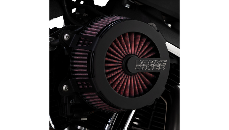 Vance & Hines V02 Cage Fighter Air Cleaner - Wrinkle Black - Throttle By Wire Twin Cam
