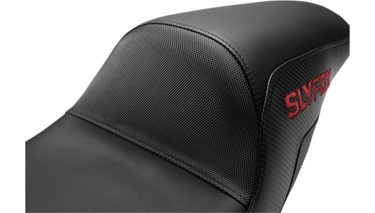SLYFOX Step Up Pro Series Seat - Burgundy Embroidery - Fits Touring Models