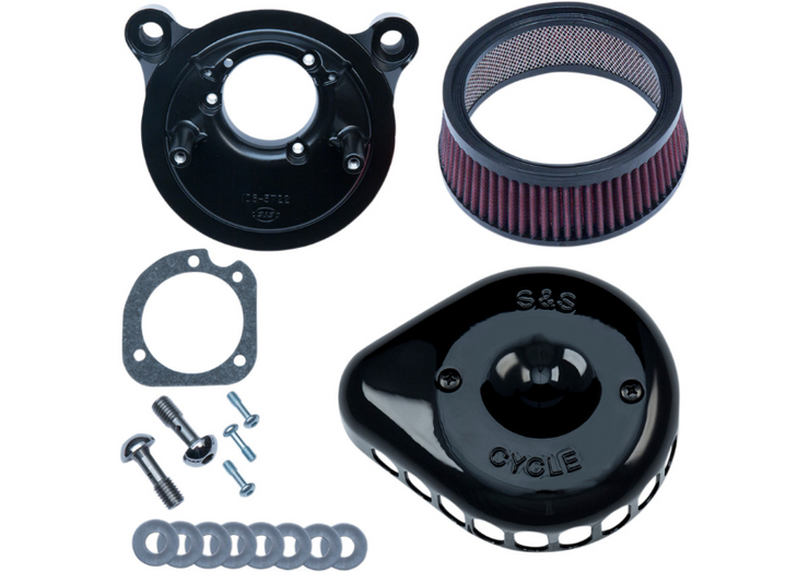 S&S Cycle Mini Teardrop Stealth Air Cleaner Kit - Black - Fits 07-17 Twin Cam (Cable Throttle)