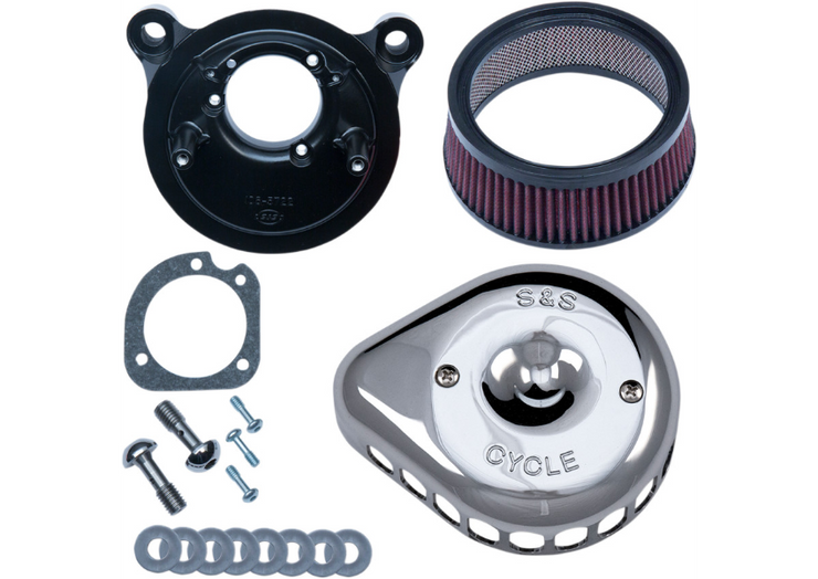 S&S Cycle Mini Teardrop Stealth Air Cleaner Kit - Chrome - Fits 07-17 Twin Cam