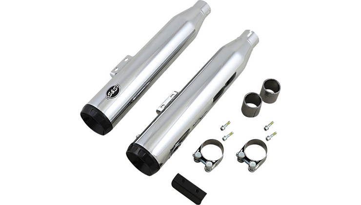 S&S Cycle Grand National 50 State Legal Slip-On Mufflers - Chrome - Fits 18 & Newer Softail