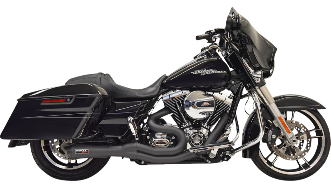 Bassani Road Rage II 2-Into-1 Mid-Length Exhaust System - Black - 07-16 Touring (Except CVO Models)