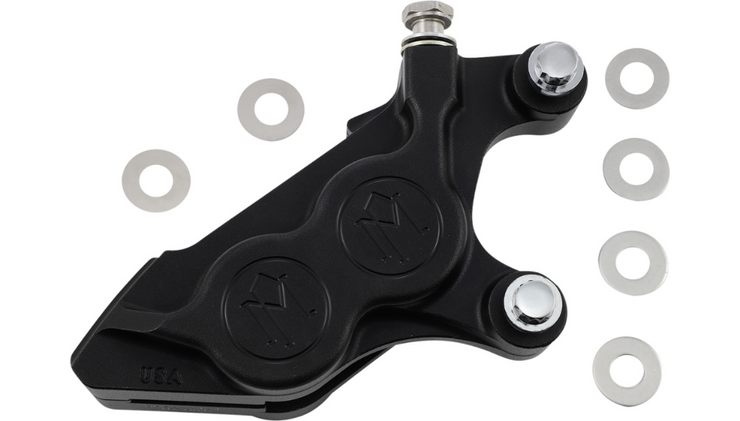 Performance Machine Four-Piston Direct Bolt-On Caliper - Right Front - Black Ops