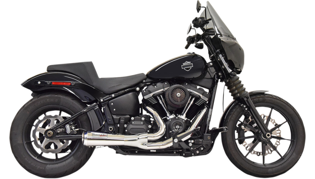 Bassani Xhaust "The Ripper" Short Road Rage 2-Into-1 Exhaust - Chrome - Fits 18-20 Softails