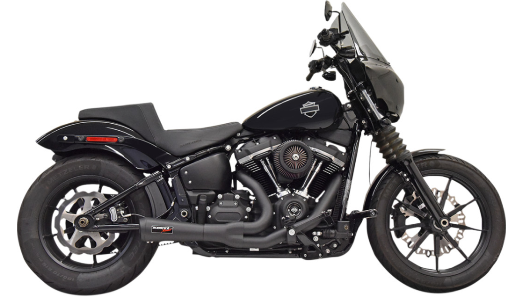 Bassani Xhaust "The Ripper" Short Road Rage 2-Into-1 Exhaust - Black - Fits 18-20 Softails