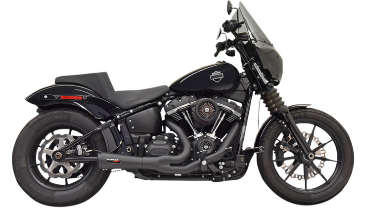 Bassani Xhaust "The Ripper" Short Road Rage 2-Into-1 Exhaust - Black - Fits 18-20 Softails