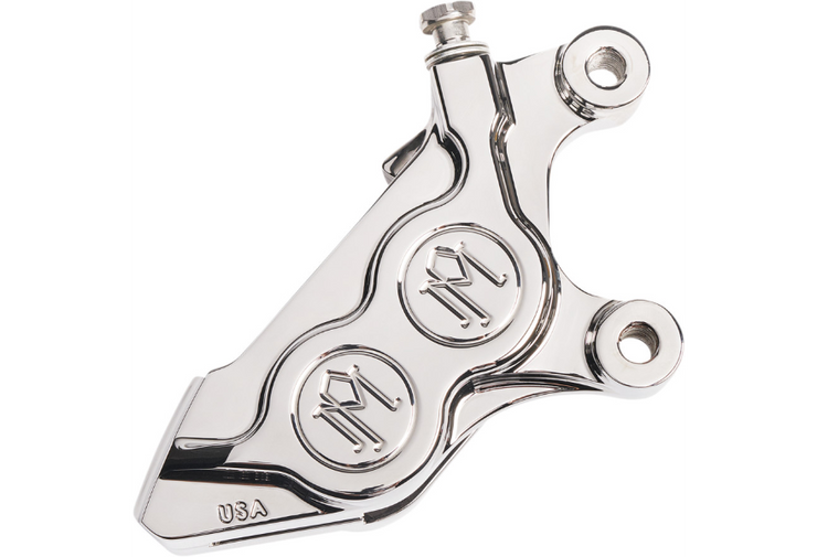 Performance Machine Four-Piston Direct Bolt-On Front Caliper - Right - Chrome - Fits 15-20 Softails & 14-20 Sportsters
