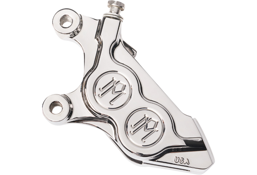 Performance Machine Four-Piston Direct Bolt-On Front Caliper - Left - Chrome - Fits 15-20 Softails & 14-20 Sportsters
