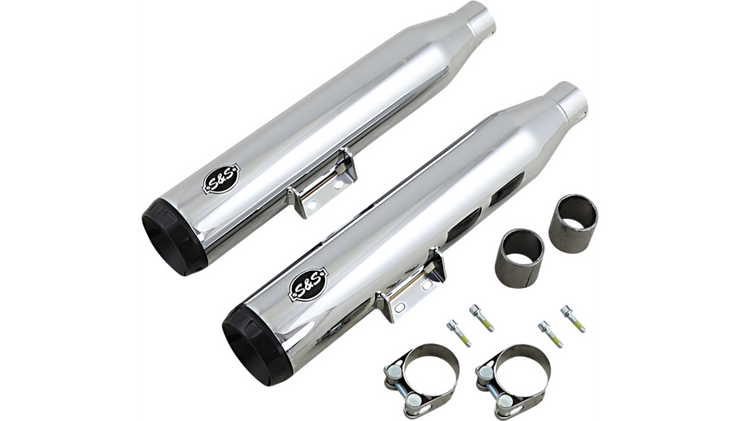S&S Cycle Grand National 50 State Legal Slip-On Mufflers - Chrome - Fits 18 & Newer FLHC/FLDE