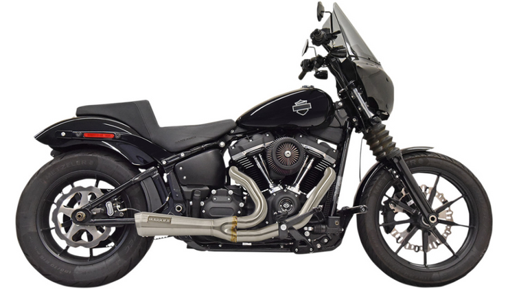 Bassani Xhaust "The Ripper" Short Road Rage 2-Into-1 Exhaust - Stainless - Fits 18-20 Softails