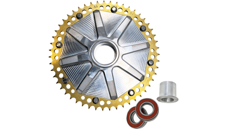 Alloy Art Cush Drive Chain Sprocket - Gold/Machined Center - 51 Tooth - Fits 09-20 Touring Models