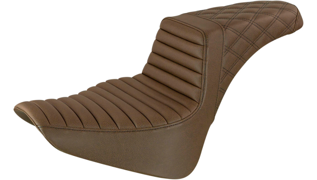 Saddlemen Step-Up Seat, Brown, Tuck & Roll Front / Lattice Stitched Rear, Fits 18-20 FLDE/FLHC/FLHCS/FLSL