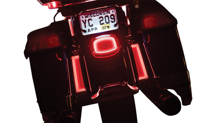 Kuryakyn Tracer LED Taillight - Red Lens - Fits Most 99-21 HD Models W/OEM Square Back Taillight W/Top License Plate Illumination Window