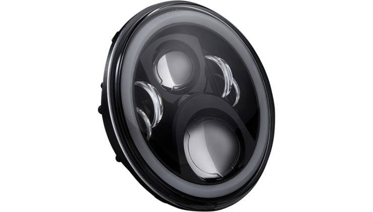 Custom Dynamics 7" LED Halo Headlamp - Black W/Harness Adapter - 14-20 Touring