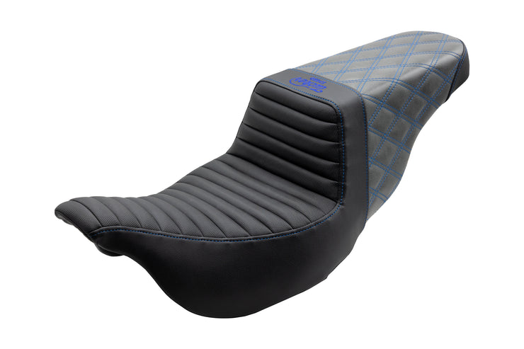 Custom Saddlemen Step-Up Seat - 08-20 Touring - Tri-Gripper Tuck & Roll Front - Lattice Stitched Rear
