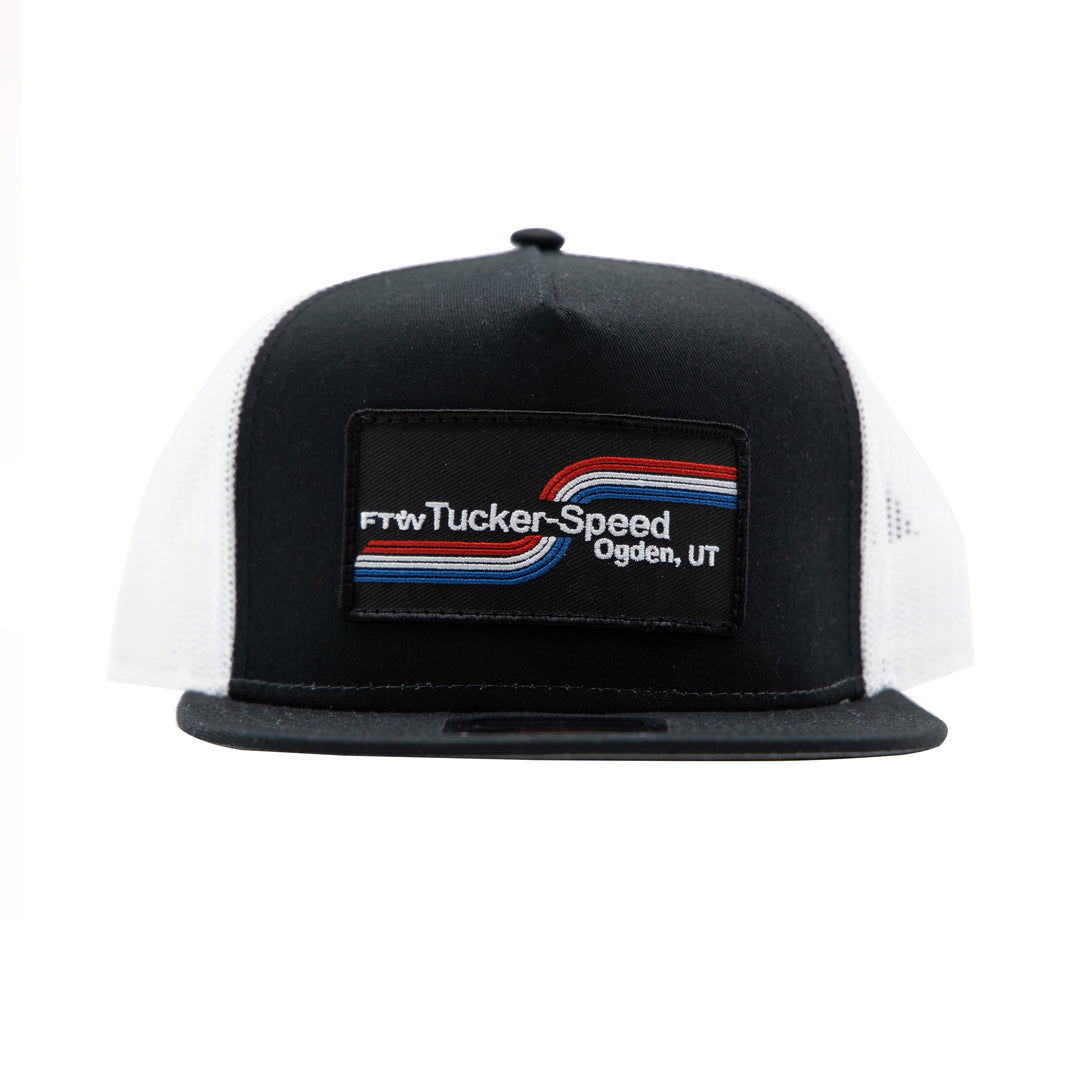 Tucker Speed Swoosh Patch Trucker Hat - Black & White