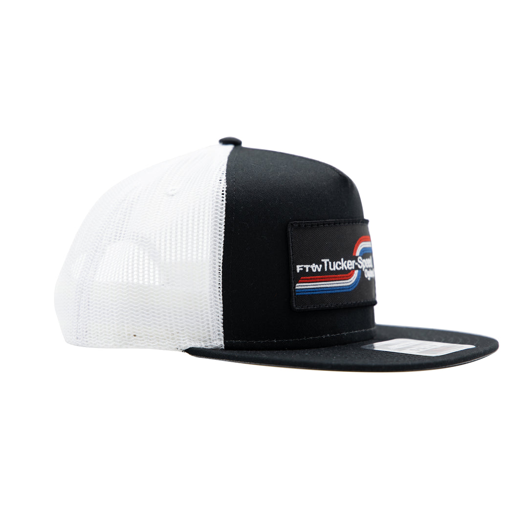 Tucker Speed Swoosh Patch Trucker Hat - Black & White