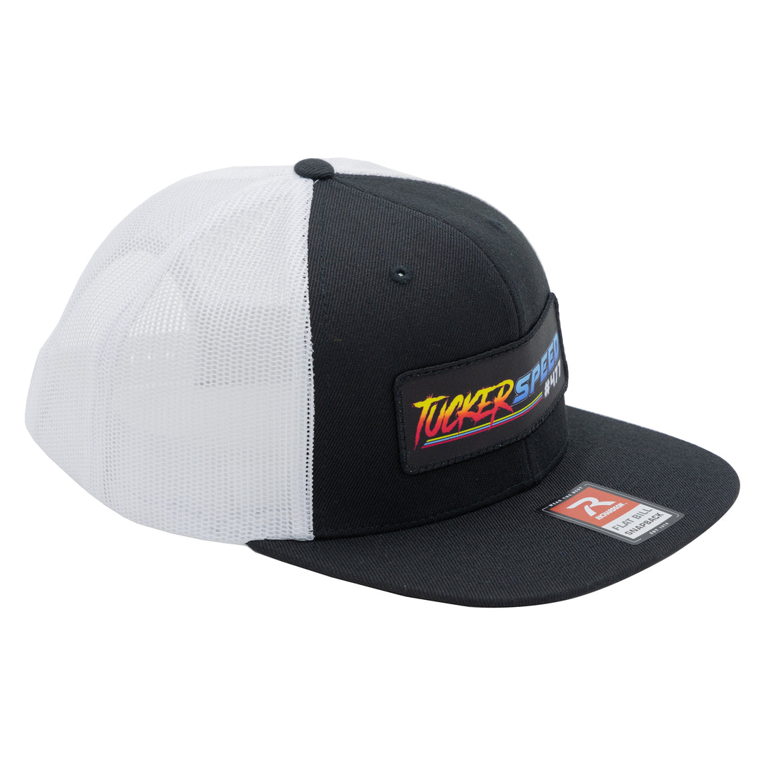 Tucker Speed Race Patch Trucker Hat - Black / White Mesh