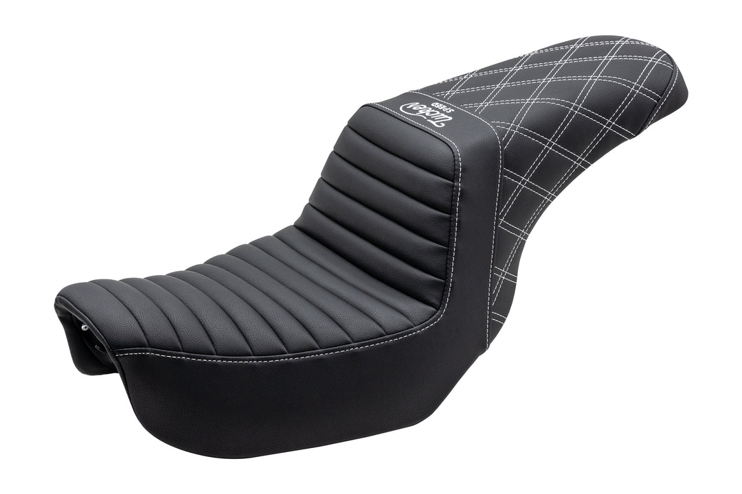 Tucker Speed Custom Saddlemen Step Up Seat - 06-17 FXD/FXDWG/FLD - Rear Lattice Stitch / Tuck and Roll Front