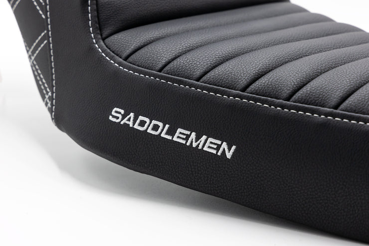 Tucker Speed Custom Saddlemen Step Up Seat - 04 & Newer XL (Sportster) - Rear Lattice Stitch / Tuck and Roll Front