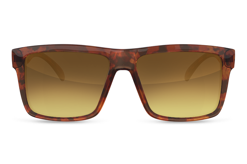 Heatwave Visual Vise Sunglasses: Tortoise Frame / Brown Lurk Lens / Gold Emblem
