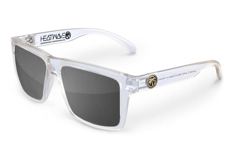 Heatwave Visual Vise Sunglasses: Vapor Clear Frame / Black Lens / Gold –  Tucker Speed